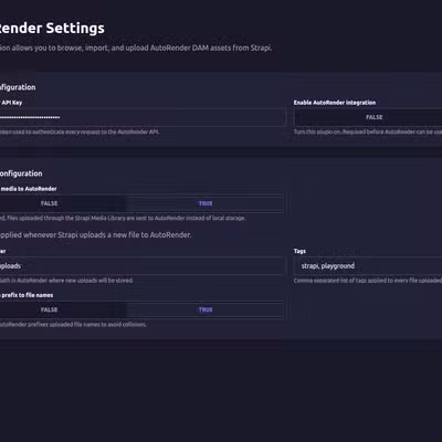 Autorender Settings page in Strapi admin